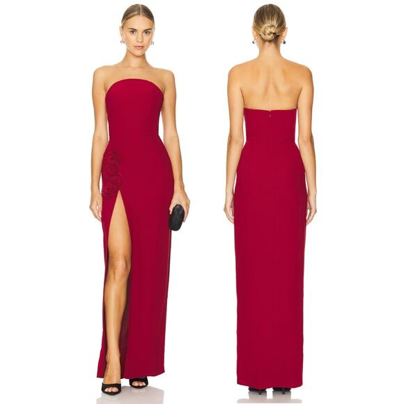 Amanda Uprichard Wolfe Gown Strapless Rose Formal Gala Party Prom Burgundy S - Picture 1 of 11